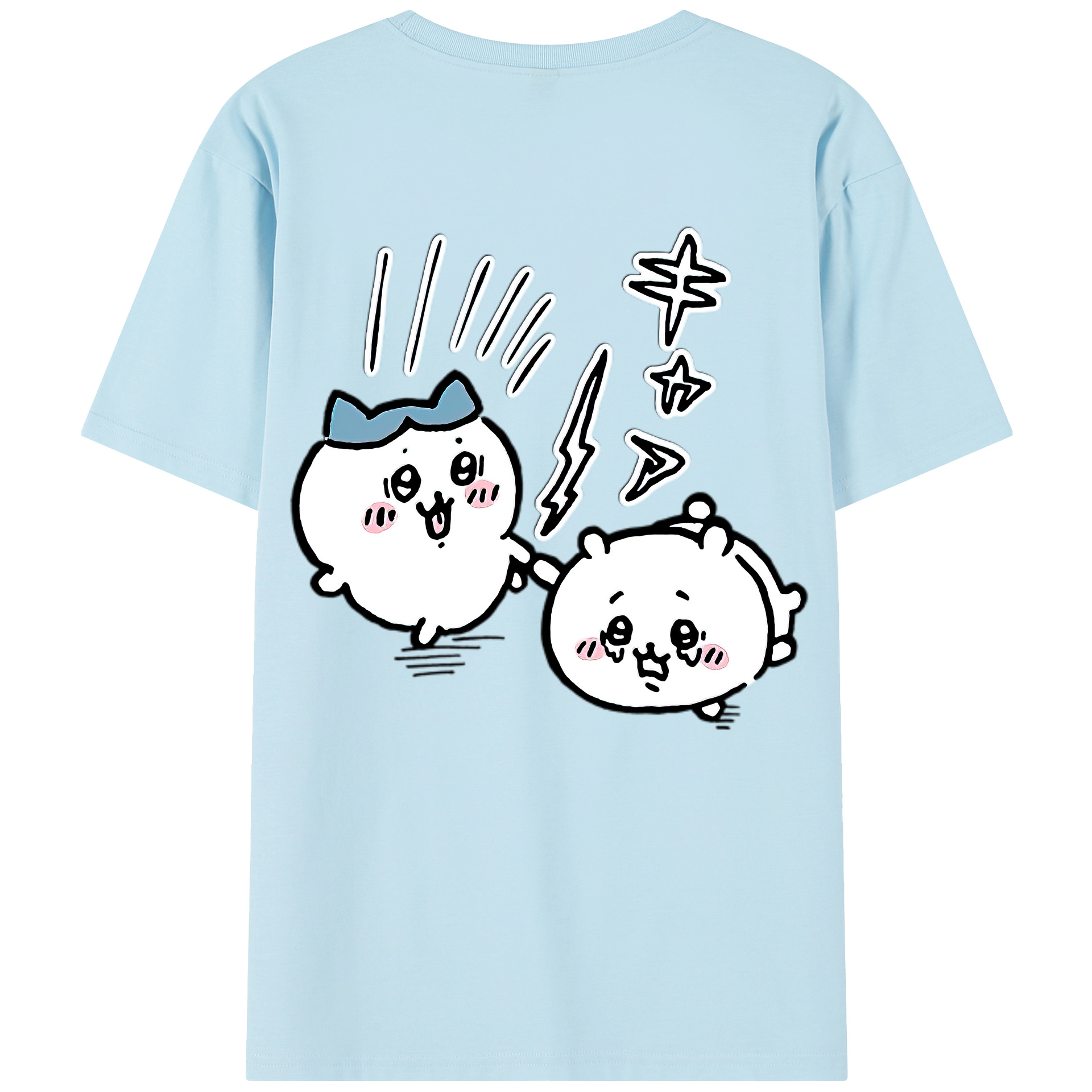 （画像用） ちいかわ ハチワレ Chii-kawa hachiware 綿100％半袖Tシャツ（背面プリント）